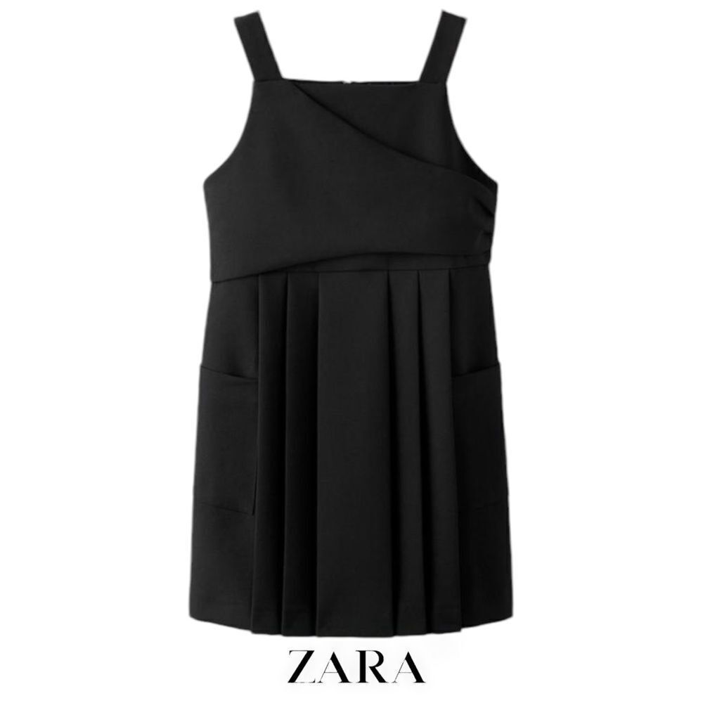 ZARA Kids | Black | BOX PLEAT PINAFORE DRESS WITH POCKETS